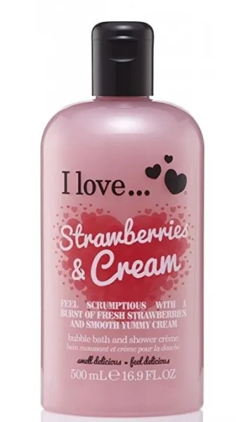 I Love... Cosmetics tuš gel in kopel - Bath & Shower Strawberries & Cream 500 ml 