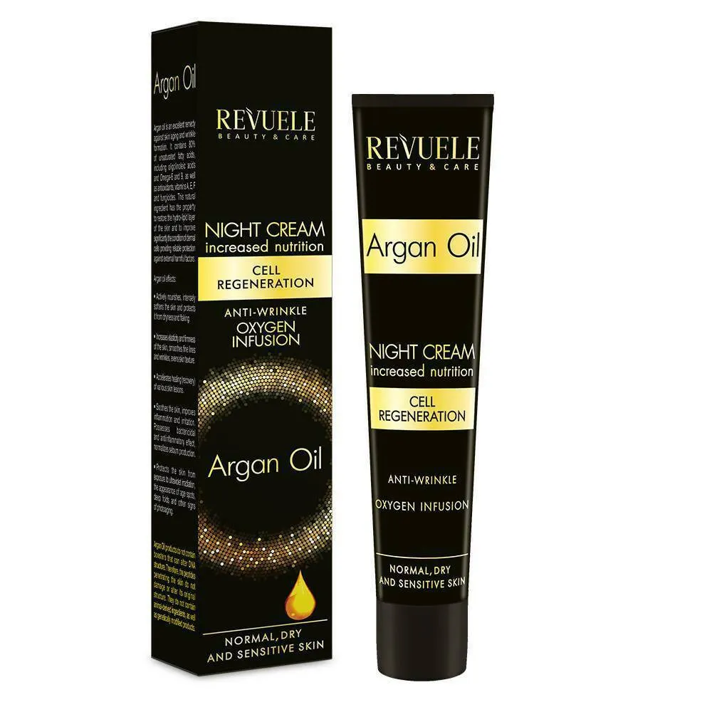 Revuele nočna krema za obraz - Argan Oil Moisturizing Face Cream Night Anti-Wrinkle Oxygen Infusion