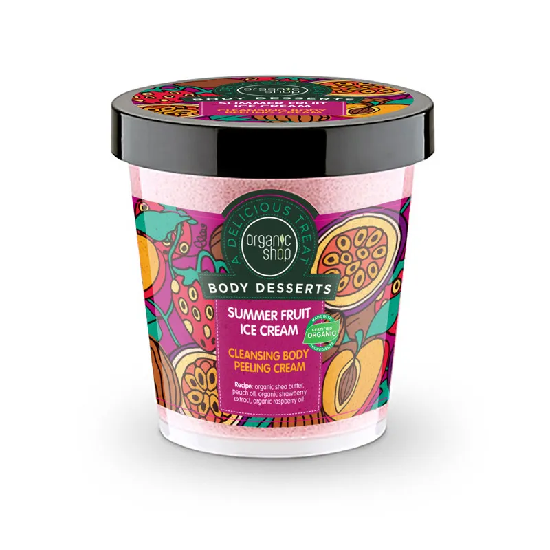 Organic Shop piling za telo - Body Desserts Summer Fruit Ice Cream Cleansing Body Peeling Cream (450 ml)