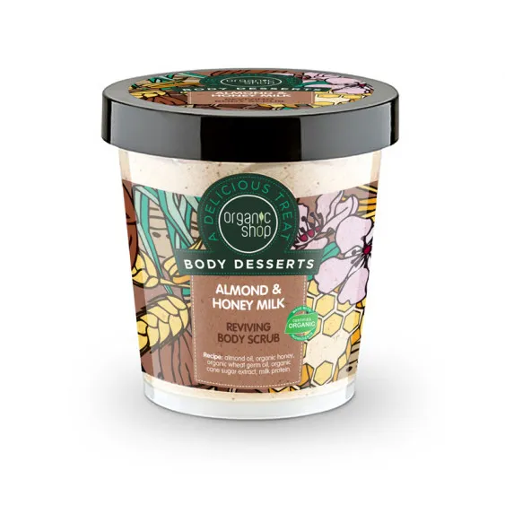 Organic Shop piling za telo - Body Desserts Almond & Honey Milk Reviving Body Scrub (450 ml)