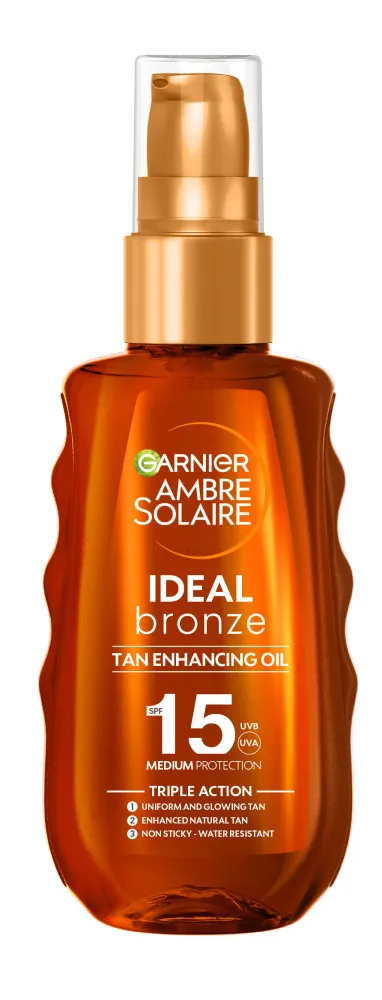 Garnier oljni sprej za sončenje z zaščitnim faktorjem SPF15 - Ambre Solaire Ideal Bronze Protective Oil Spray - SPF15