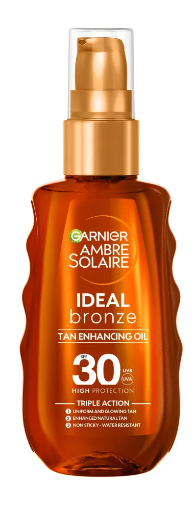 Garnier oljni sprej za sončenje z zaščitnim faktorjem SPF30 - Ambre Solaire Ideal Bronze Protective Oil Spray - SPF30