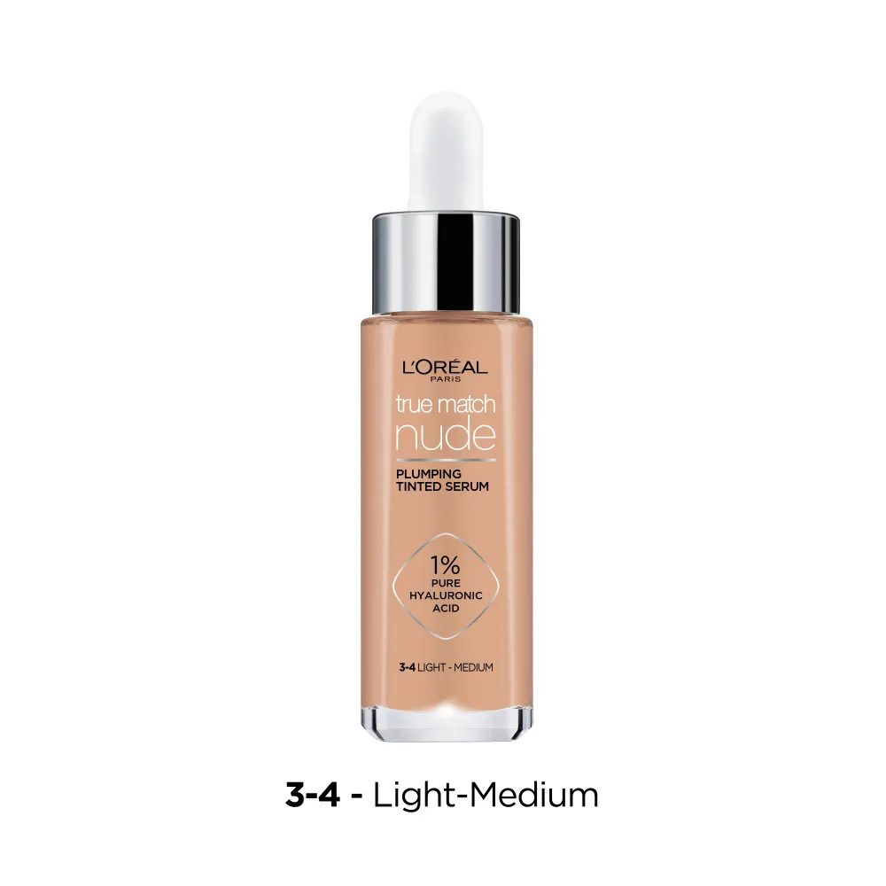 L’Oréal Paris tekoča podlaga - True Match Nude Plumping Tinted Serum - 3-4 Light/Medium