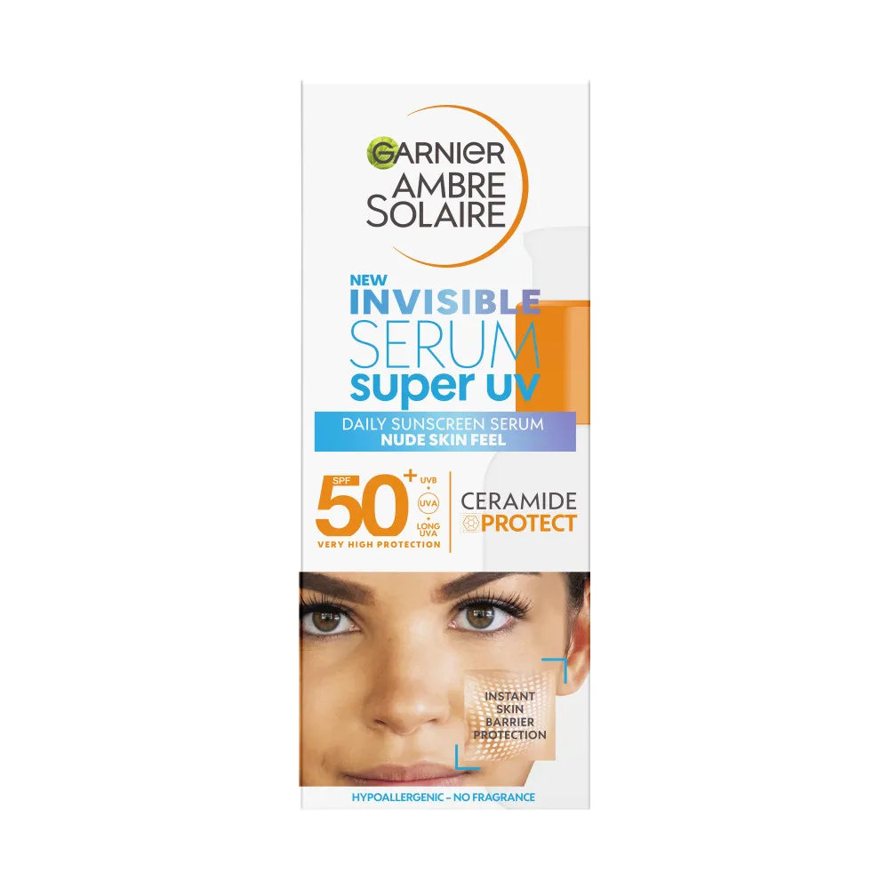 Garnier Ambre Solaire serum za obraz z zaščitnim faktorjem SPF50 - Invisible Super UV Serum SPF50