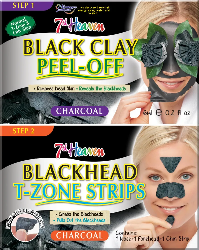 Montagne Jeunesse maska in obliži za obraz - Black Clay Peel-Off / Blackhead T-Zone Strips