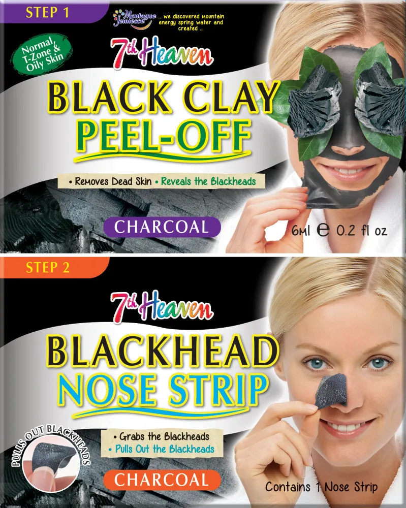 Montagne Jeunesse maska in obliži za nos - Black Clay Peel-Off / Blackhead Nose Strip