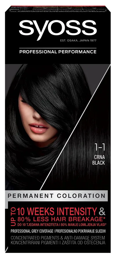 Syoss barva za lase - Permanent Coloration - 1_1 Black