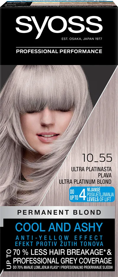 Syoss barva za lase - Permanent Coloration - 10_55 Ultra Platinum Blond