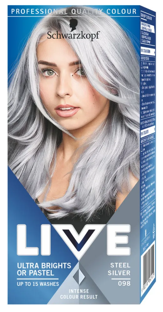 Schwarzkopf barva za lase - Live Ultra Brights Or Pastel - 98 Steel Silver