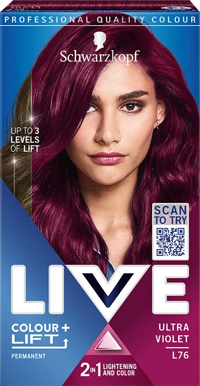 Schwarzkopf barva za lase - Live Colour + Lift - L76 Ultra Violet