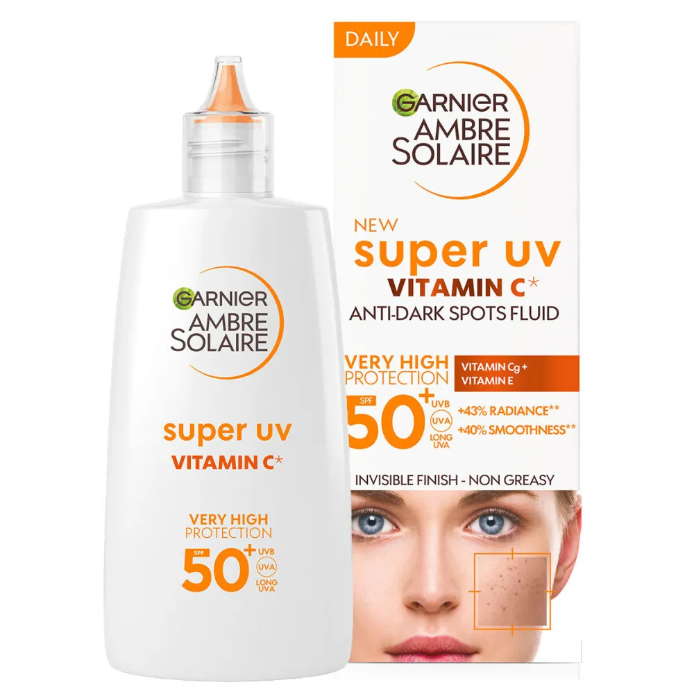 Garnier Ambre Solaire dnevni fluid zoper temne lise z vitaminom C - Super UV Vitamin C Facial SPF50+ Fluid