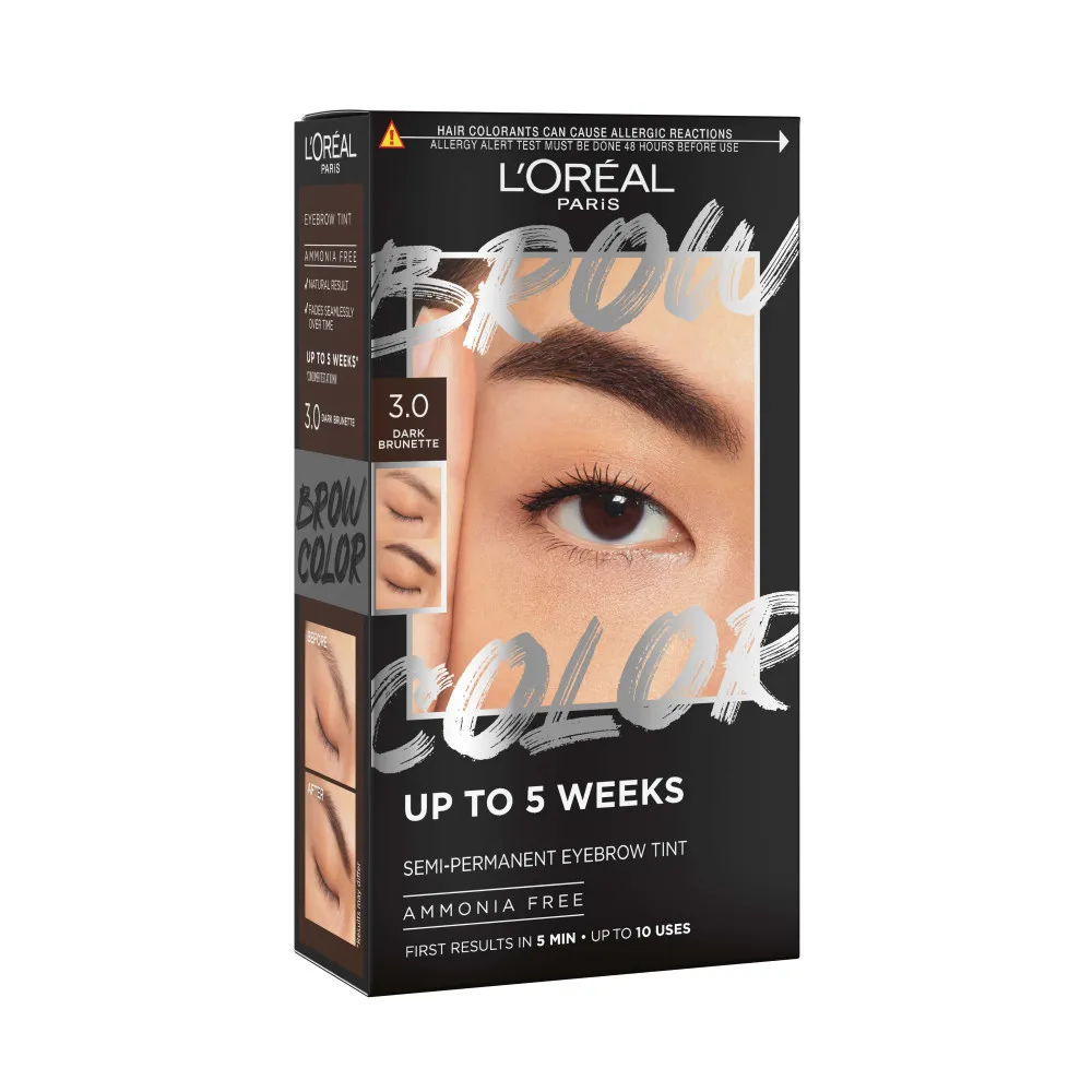 L'Oréal Paris polobstojna barva za obrvi- Brow Color Semi-Permanent Eyebrow Tint - 3.0 Dark Brunette
